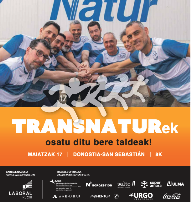 Equipo de TransNatur corriendo juntos en la Carrera de Empresas de Donostia-San Sebastián-2026